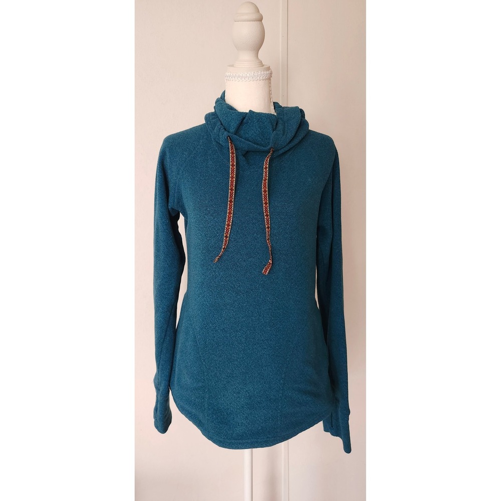 Sherpa Adventure Gear Women Small Teal Blue Funnel Neck Fleece Hiking Pullover